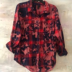 Full tilt plaid bleached flannel shirt